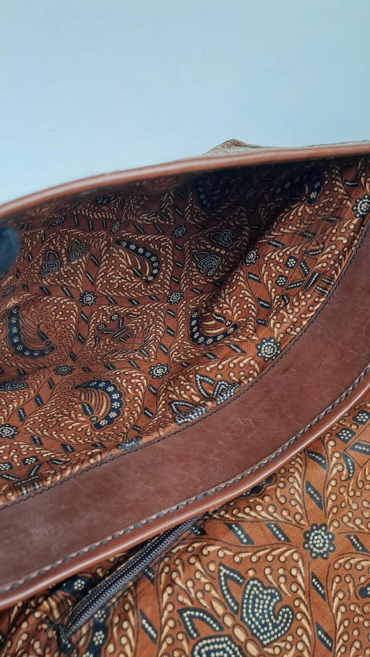 Gevlochten tas met klep / Vintage Boheems / Bruin / Uniseks / Rotan leer / 150 – photo 11